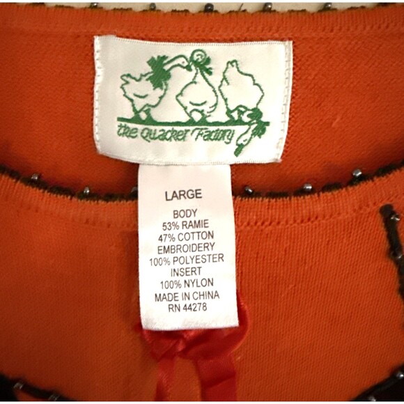 Quacker Factory Halloween Beaded Spiderweb Cardigan Womens Sz L Orange Black NEW - Picture 5 of 16